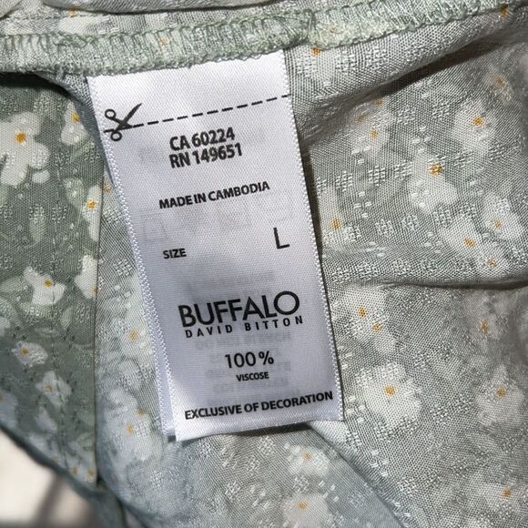 BUFFALO DAVID BITTON Mint Ditsy Floral Jaquan’s Flutter Sleeve Blouse-L NWT - Picture 9 of 10